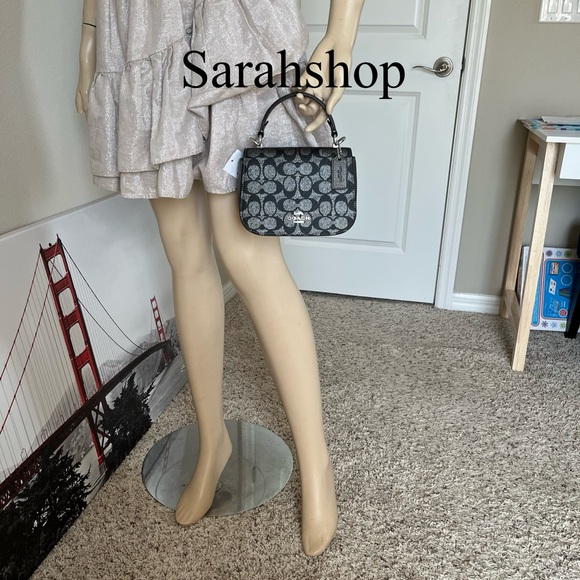 ✅Coach Lysa Top Handle Bag in Metallic Signature - Picture 10 of 15